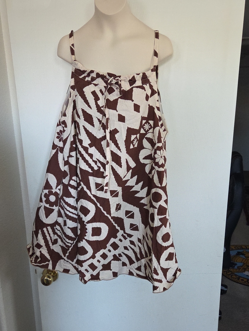 BDG Brown and Cream Mini Sundress